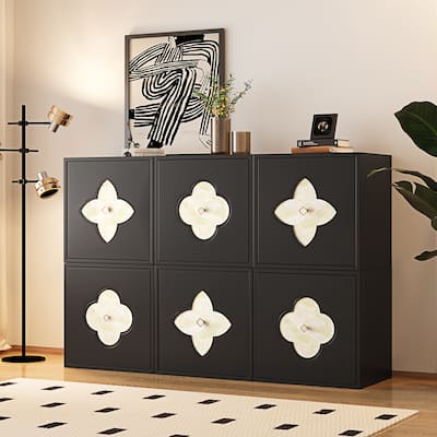 Modern 6-Door Sideboards Accent Cabinet, Modular Wooden Buffet With Storage - 58.8''