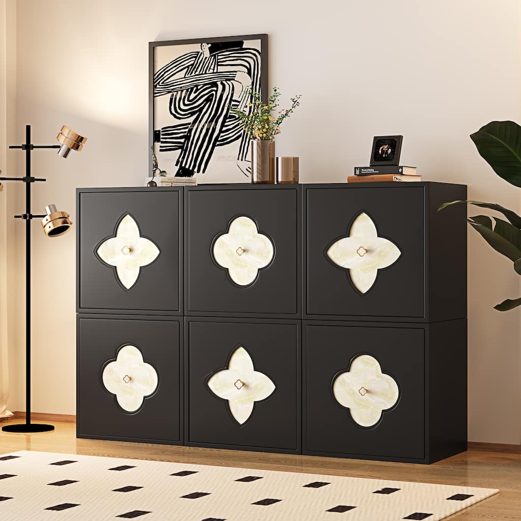 Modern 6-Door Sideboards Accent Cabinet, Modular Wooden Buffet With Storage - 58.8''