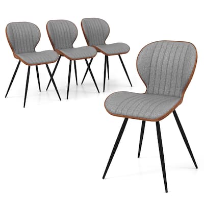 Gymax 4 Set Armless Dining Chair w/ Curved Backrest U-shaped Seat &