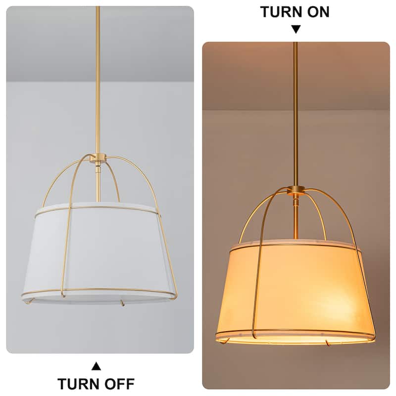 Starsky 3-Light Modern Dimmable Chandelier with Drum-shaped Fabric Shade