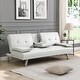 preview thumbnail 2 of 13, Multifunctional Sofa Bed PVC Recliner Chair Bed Futon Chaise Lounge with Console and Cup Holder for Living Room, White