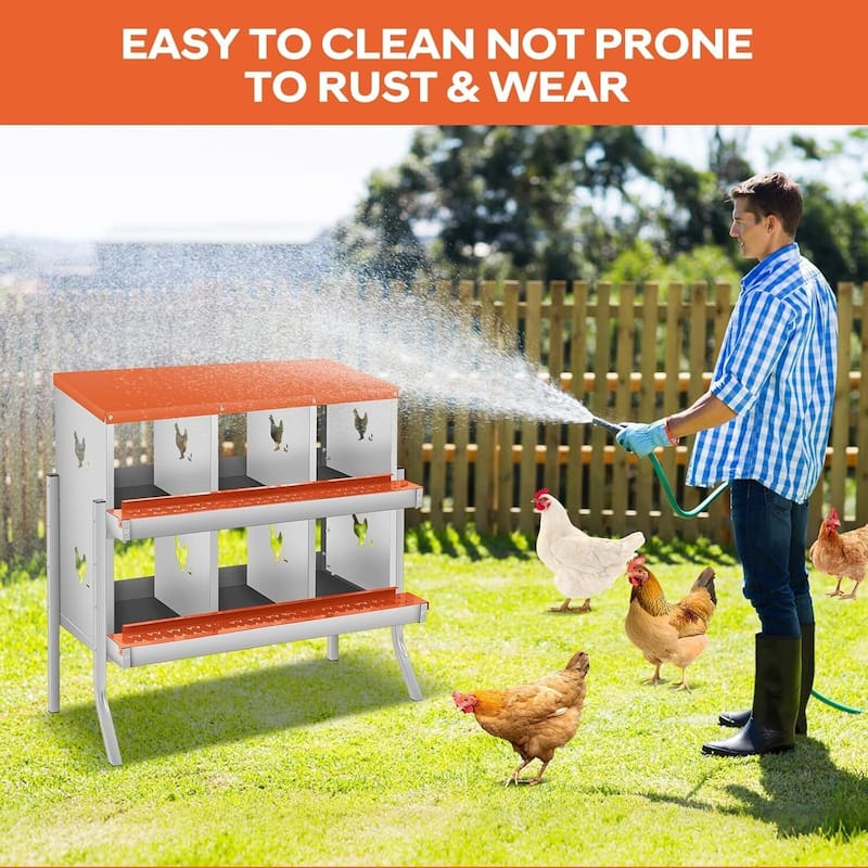 6 Compartment Nesting Box, Chicken Laying Box, with Bracket Legs, Easy to Clean and Install