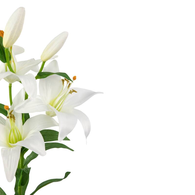 28" White Easter Lily Artificial Silk Floral Spray