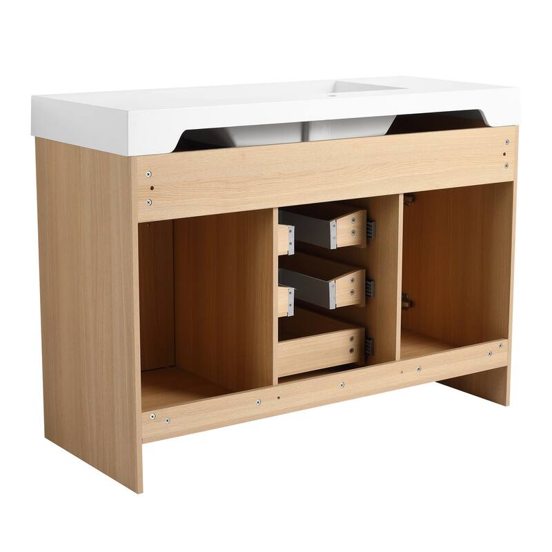 Beingnext 48"/60" Bathroom Vanity with Sink, Freestanding Bathroom Vanity with 6 Drawers and 2 Doors