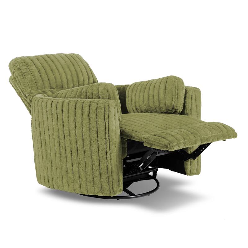 Furniture of America Jorvien Modern Chenille Power Swivel Glider Recliner with Pillows