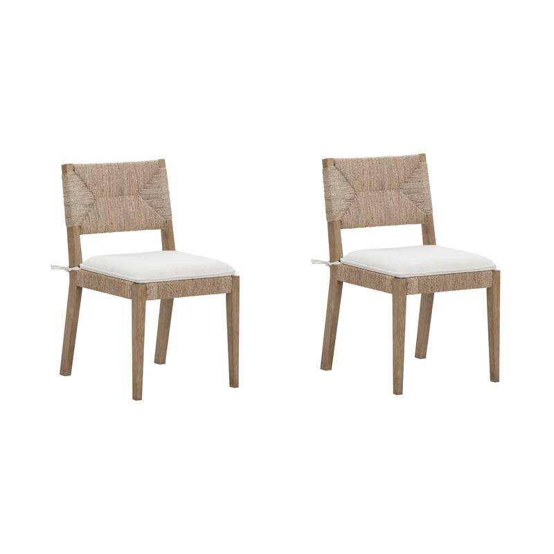 Beacon Boho Dining Chair with Boucle Seat, Seagrass Accent and Solid Wood Legs
