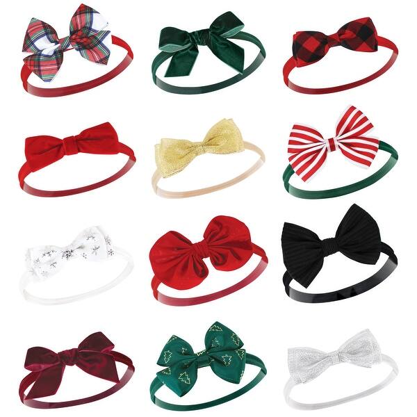 slide 1 of 1, Hudson Baby Infant Girl Cotton and Synthetic Headbands, 12 Days Of Christmas Plaid, 0-24 Months - 12 Days Of Christmas Plaid 12 Days Of Christmas Plaid - 0-24 Months