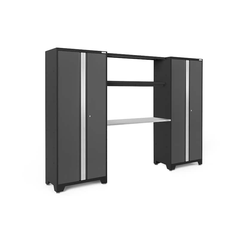 NewAge Products Bold Series Grey 4 Piece Garage Cabinet Set - 48" Integrated Display Shelf