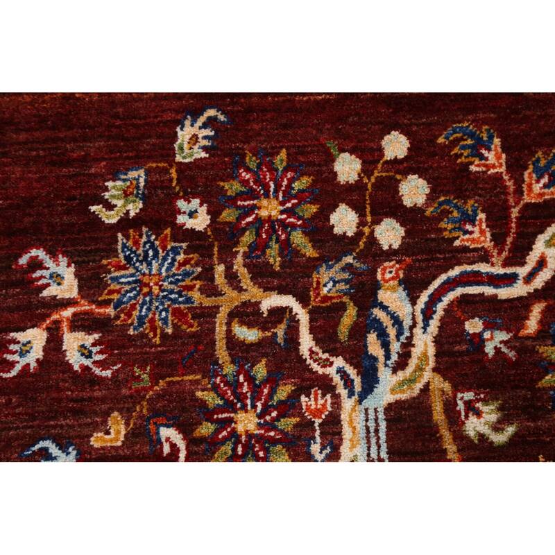 Vegetable Dye Tree Of Life Tabriz Oriental Area Rug Hand-knotted Wool - 3'3" x 5'1"