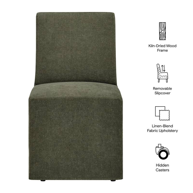 Tessera Upholstered Linen-Blend Slipcovered Dining Chair