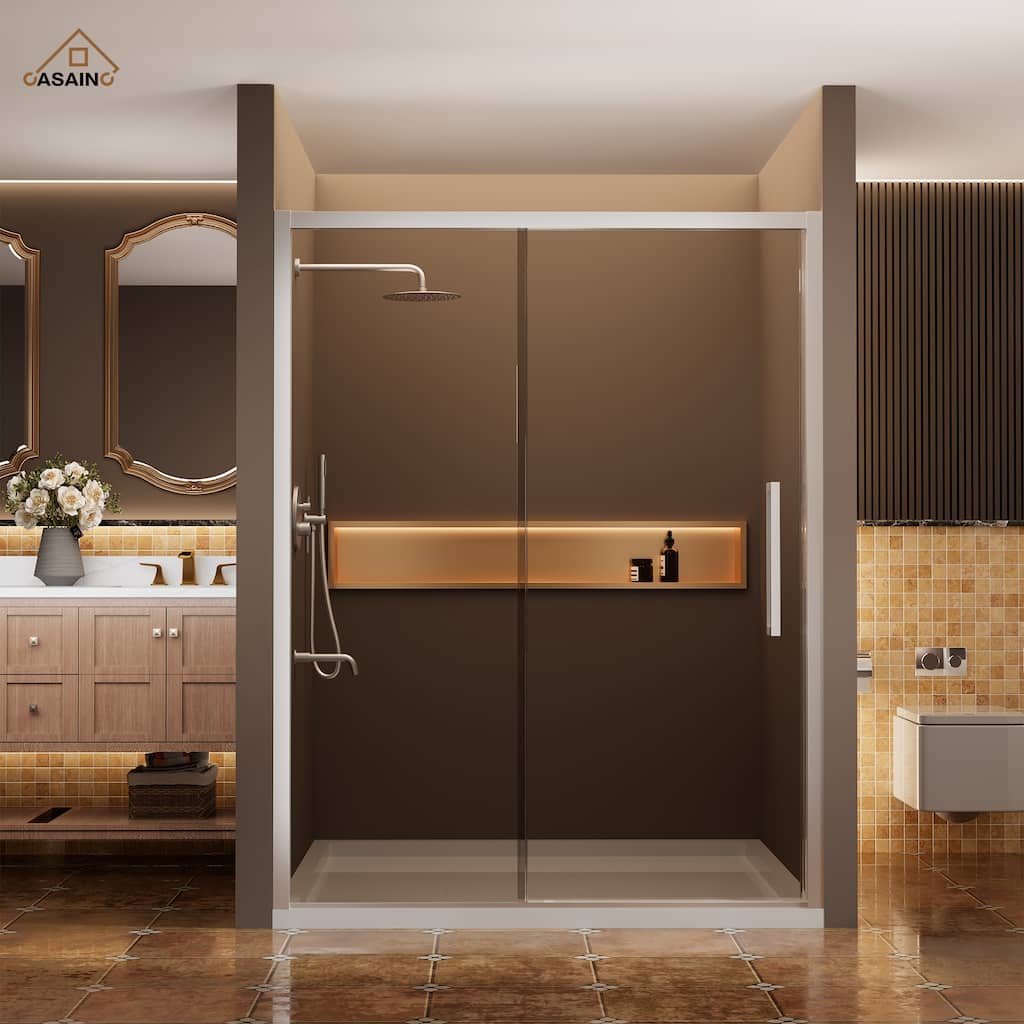 CASAINC 60 in. W x 76 in. H Sliding Framed Shower Door with SGCC Certification