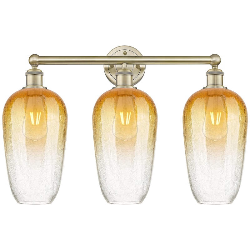 Innovations Lighting 616-3W-18-25 Brookhaven Flute Vanity Brookhaven - Antique Brass / Amber