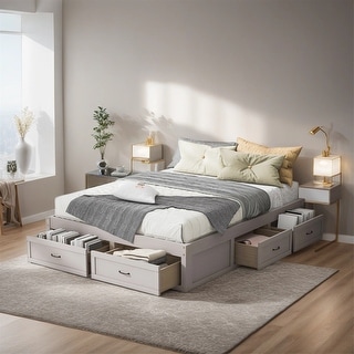 Queen Size Platform Bed with 6 Storage Drawers - Bed Bath & Beyond ...