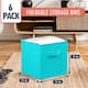 6 Pack Foldable Collapsible Storage Box Bins Shelf Basket Cube Organizer with Dual Handles -13 x 13 x 13