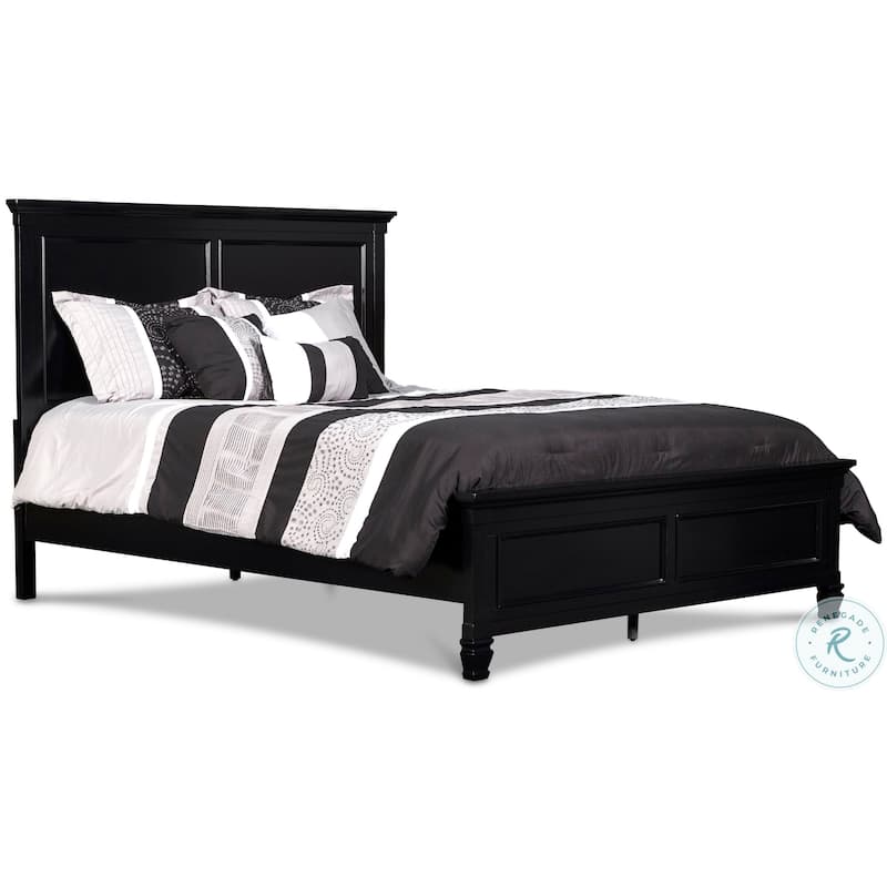 Umi Twin Size Bed, Classic Panel Design with Molded Details, Black Wood