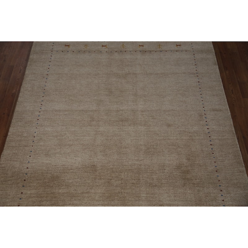 Gabbeh Indian Area Rug Hand-Knotted Bedroom Wool Carpet - 5'5" x 7'6"