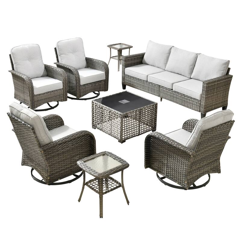 XIZZI Outdoor Patio Furniture Grey Wicker Conversation Seating Set