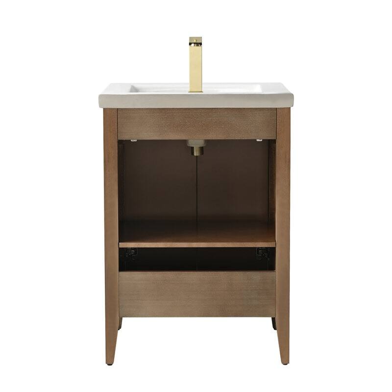 Vanity Art 24" Single Sink Bathroom Vanity Cabinet with Ceramic Top