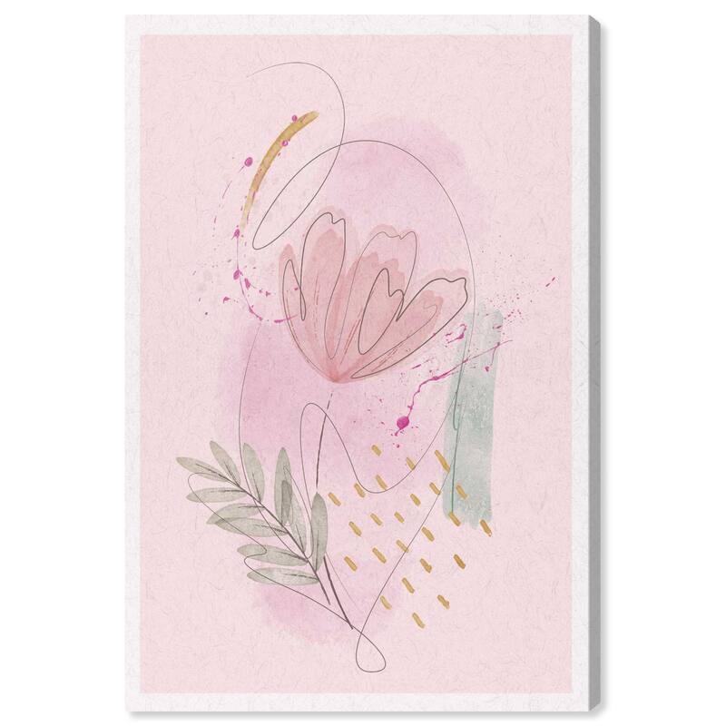 Wynwood Studio Canvas Floral and Botanical Tulip In Pink Pink and Mid-Century Modern Wall Art Canvas Print