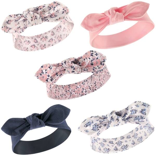 slide 1 of 1, Hudson Baby Infant Girl Cotton Headbands 5pk, Classic Floral, 0-24 Months - Classic Floral Classic Floral - 0-24 Months