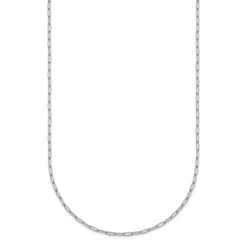 Curata Italian 14k White Gold 1.4mm Open Oval Links Chain Necklace (Lobster)