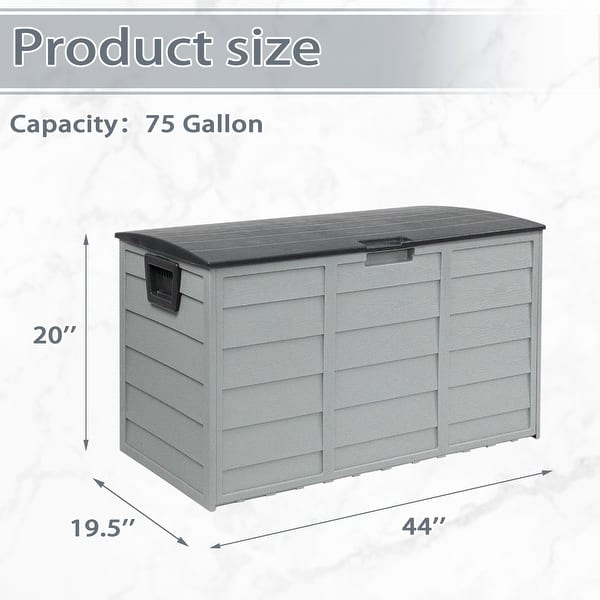 Oakmont 75 Gallon Resin Deck Box Waterproof Outdoor Indoor Storage Container for Patio, Garden