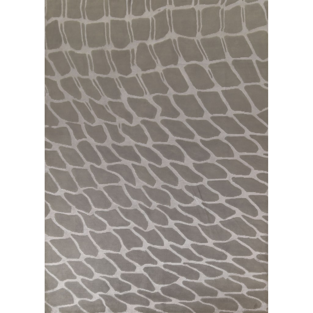 All-Over Modern Indian Area Rug Handmade Wool Carpet - 9'1"x 11'7"