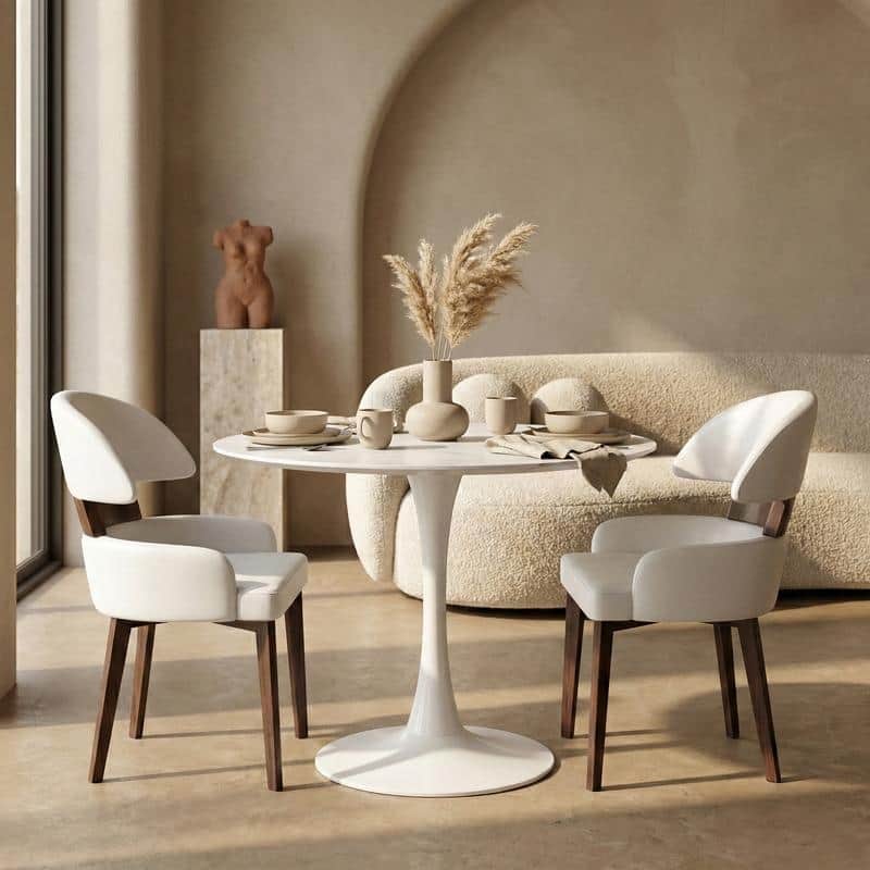 Bristol Modern 31" Round Sintered Stone Dining Table with Pedestal Base - Minimalist Scratch-Resistant Kitchen Table