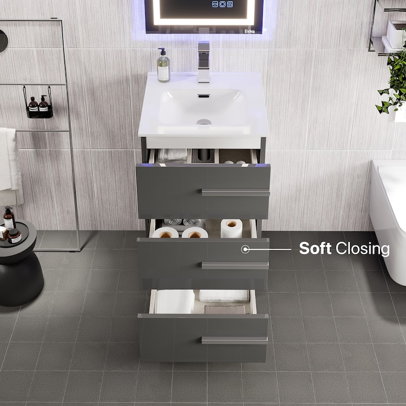 Eviva Deluxe 20"W x 18"D Vanity with White Porcelain Integrated Sink
