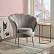 preview thumbnail 23 of 21, Angelina Velvet Scalloped Back Barrel Accent Chair w/ Metal Legs Grey