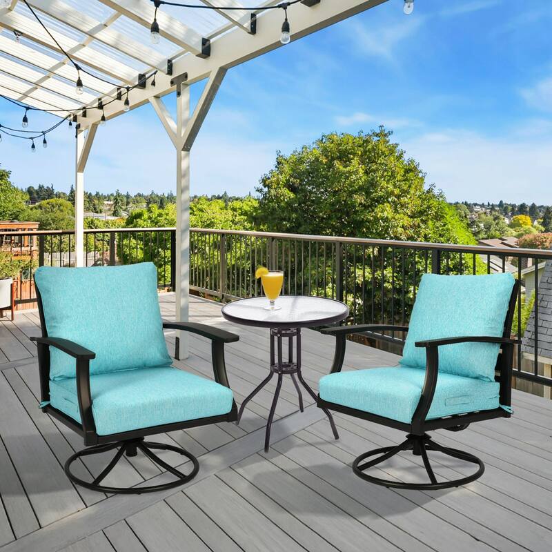 Aoodor Outdoor Deep Seat Cushion Set, Waterproof Patio Furniture Cushions with Adjustable Straps & Removable Cover