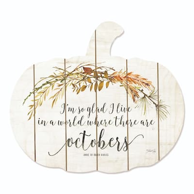 17" Ivory and Brown October Hanging Pumpkin Thanksgiving Wall Decor