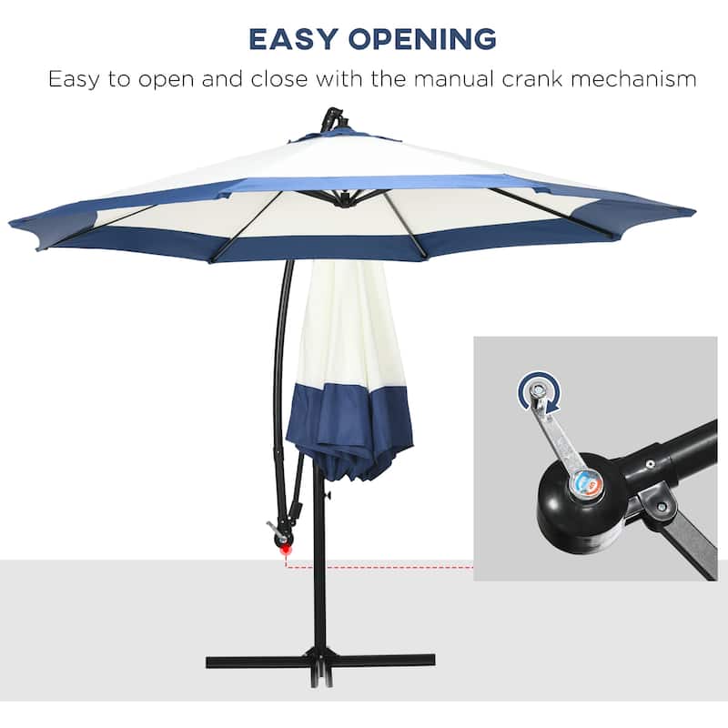 Outsunny 10FT Cantilever Umbrella, Offset Patio Umbrella with Crank and Cross Base for Deck, Backyard
