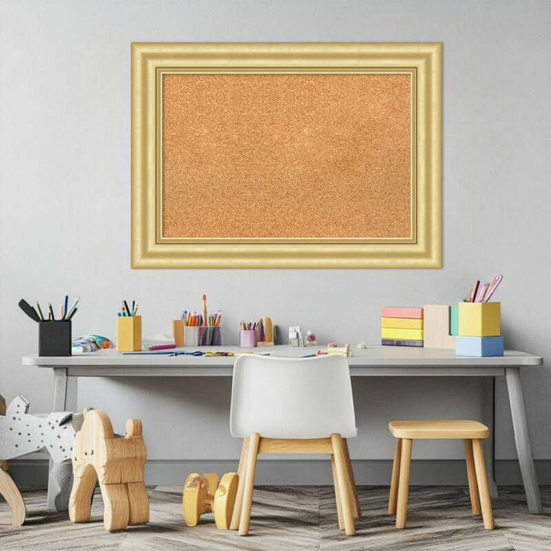 Sophia Gold Framed Cork Board - Bulletin Board, Organization Board, Pin Board