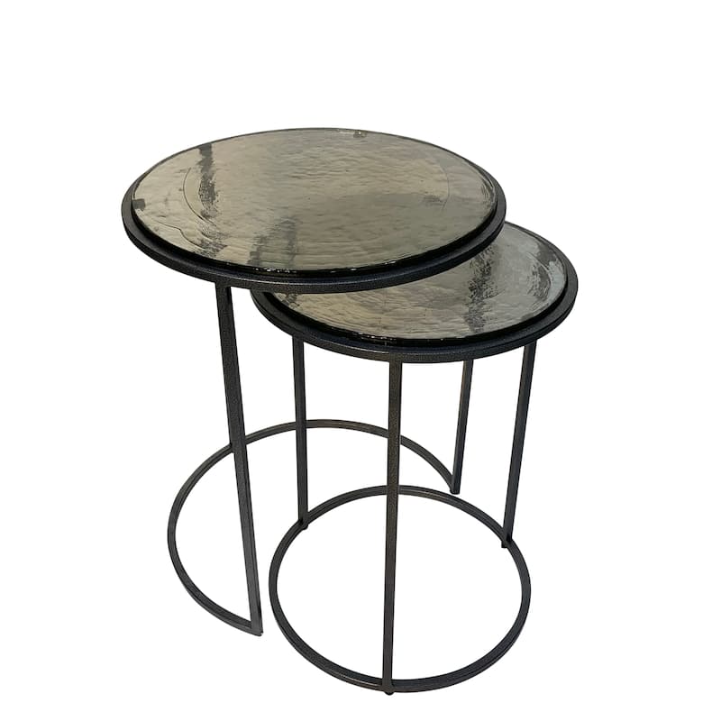 Carolina Living Serena Nesting Tables with Recycled Glass - Antique Gold