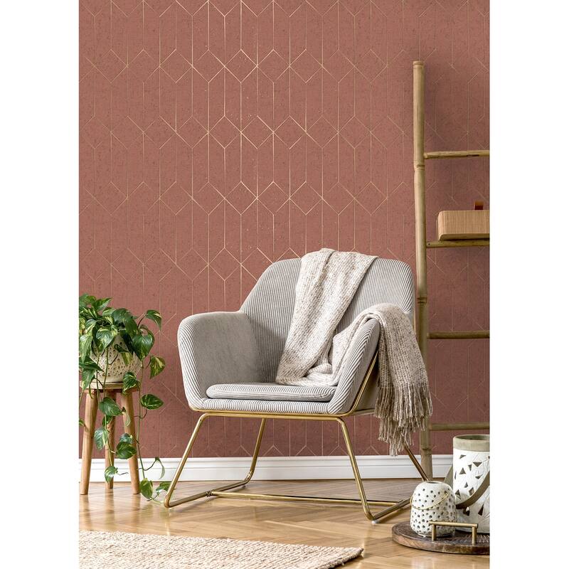 Advantage Hayden Raspberry Concrete Trellis Wallpaper