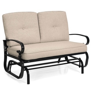 Costway 2-Person Outdoor Swing Glider Chair Bench Loveseat Cushioned - 47.5'' x 27'' x 33.5''