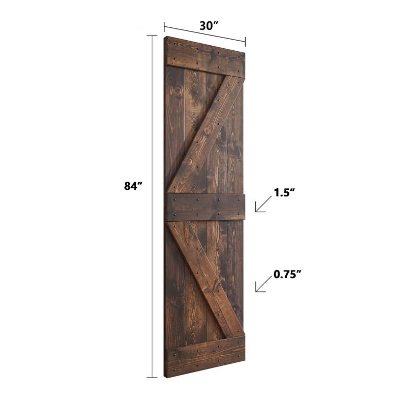 Coast Sequoia 48in/60in/72in/76in/84in x 84in K Series Pine Wood Double Sliding Barn Door With Hardware Kit