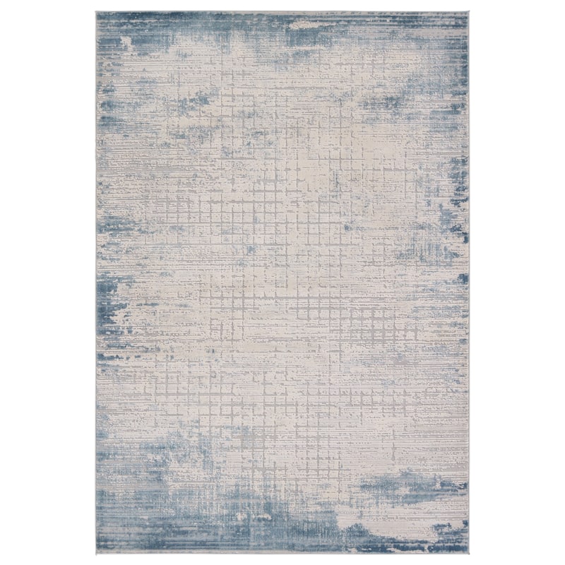 Adelphine Abstract Rug - 5' 3" x 8' - Cream/Blue - Rectangle