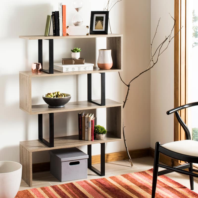 SAFAVIEH Finka Light Brown/ Black Etagere - 35.4' x 11.8' x 50.4' - 35Wx12Dx50H