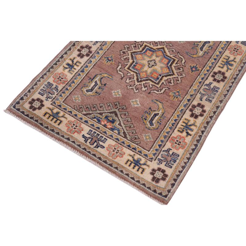 Rustic Kazak Julia Taupe/Beige Wool Rug - 2'0'' x 3'0''