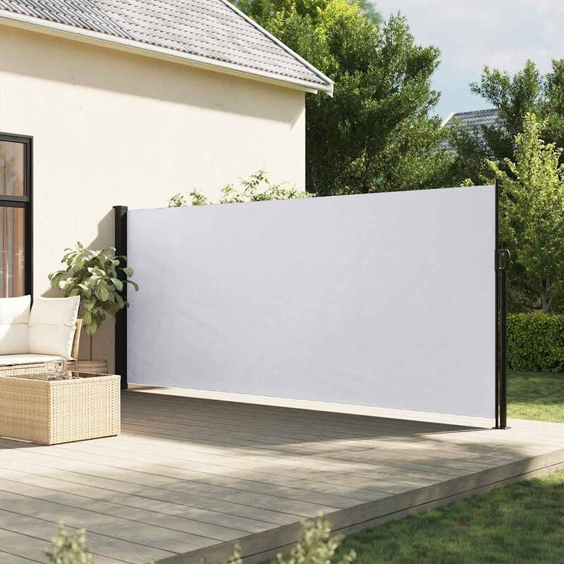 vidaXL Retractable Side Awning Patio Sun Shade Freestanding Privacy Screen - White (form2)