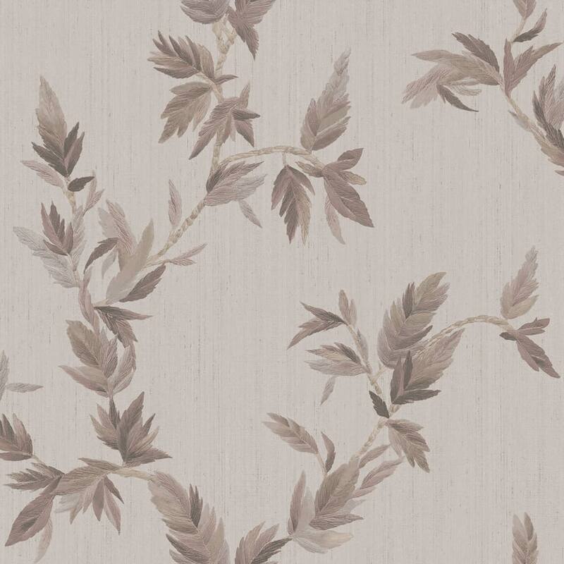Galerie Wallcoverings Ornamenta Collection Thin Leaf Shimmer Finish Vinyl on Non-woven Wallpaper Roll - 33-feet long x 21-inches wide - Brown