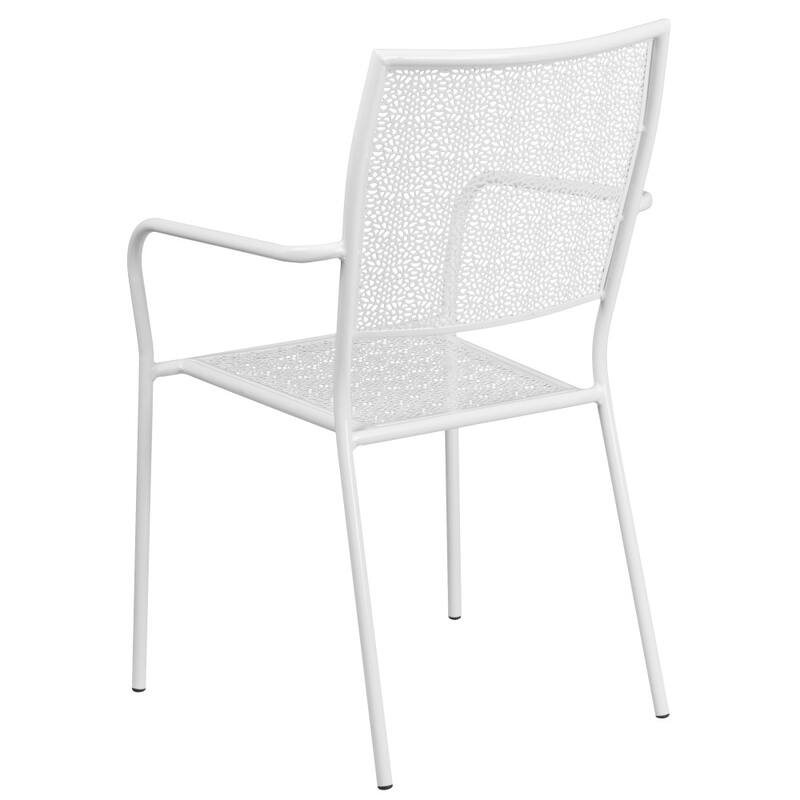 Indoor-Outdoor Steel Patio Arm Chair with Square Back