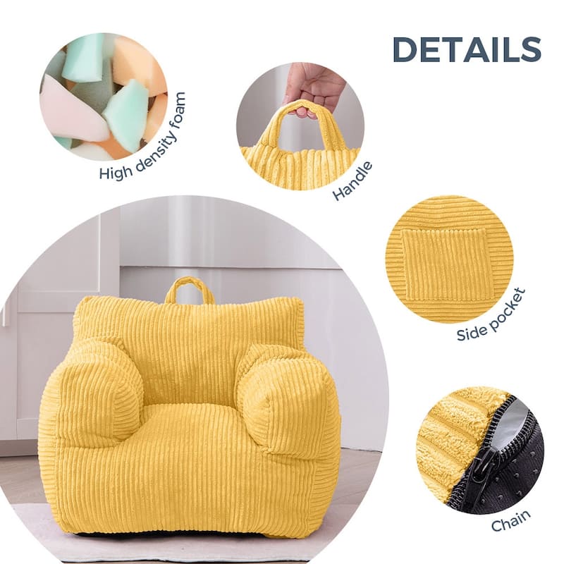 Kids Bean Bag Chair,Sherpa Bean Bag Sofa Couch with Decorative Edges