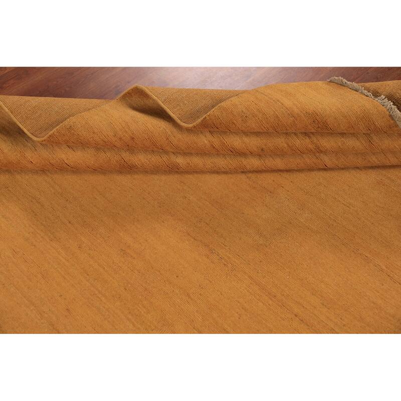 Yellow Gold Modern Gabbeh Oriental Area Rug Handmade Wool Carpet - 8'3" x 9'11"