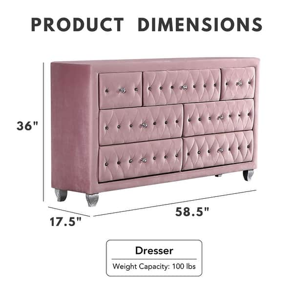 Vyvi Glam Pink 56-inch Wide 7-Drawer Button Fabric Tufted Dresser by  Furniture of America - On Sale - Bed Bath & Beyond - 36553311