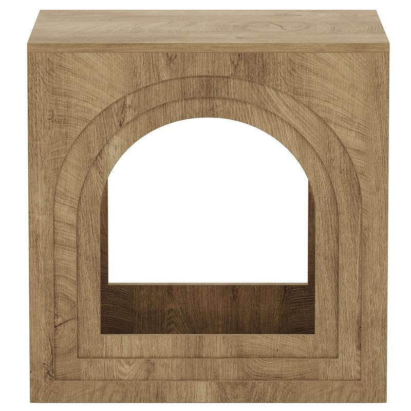 2-Tier End Table, Side Table with Open Shelf, Arched Nightstand for Living Room, Bedroom