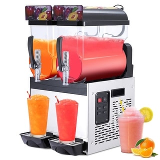 700W 7.9 Gal Double Bowl Commercial Slushy Machine 15L/Tank - 15L x 2 ...