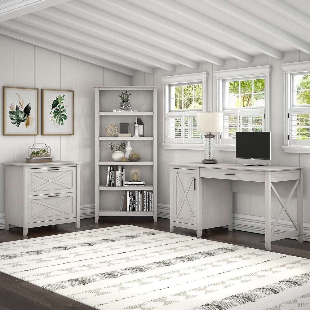 Key West 54W Computer Desk with Cabinet and Bookcase by Bush Furniture